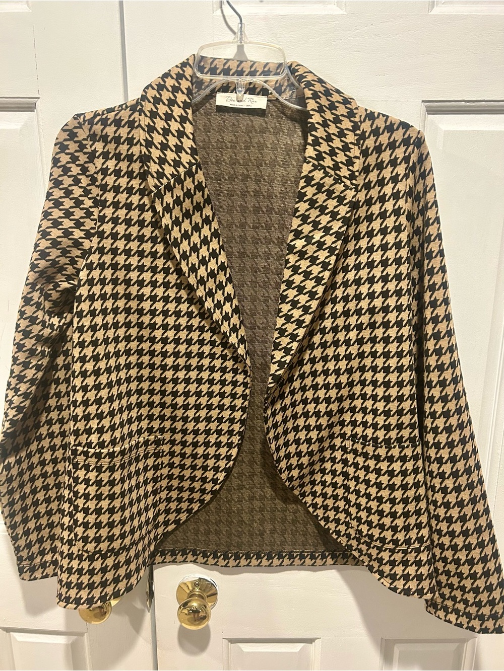 Doe & Rae Houndstooth Blazer - Black & Tan